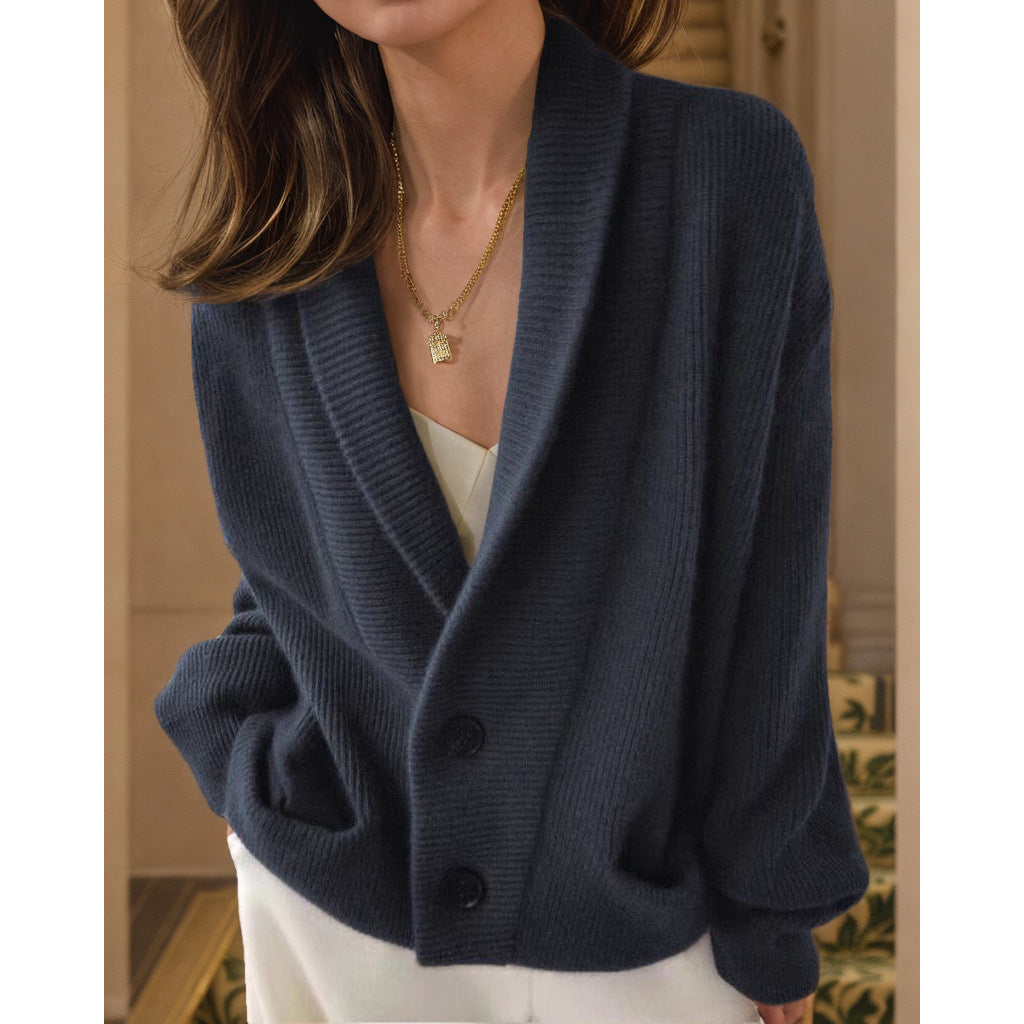 Retro Knit Cardigan – Long Sleeve Minimalist Layer