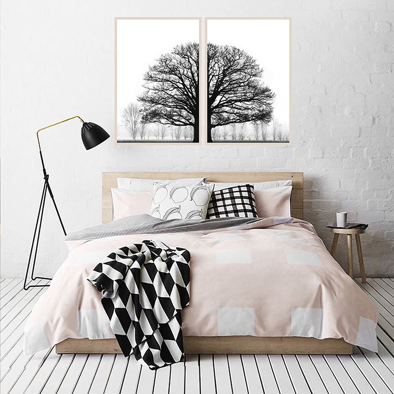 Black And White Winter Trees Modern Sofa Background Wall Decorative
