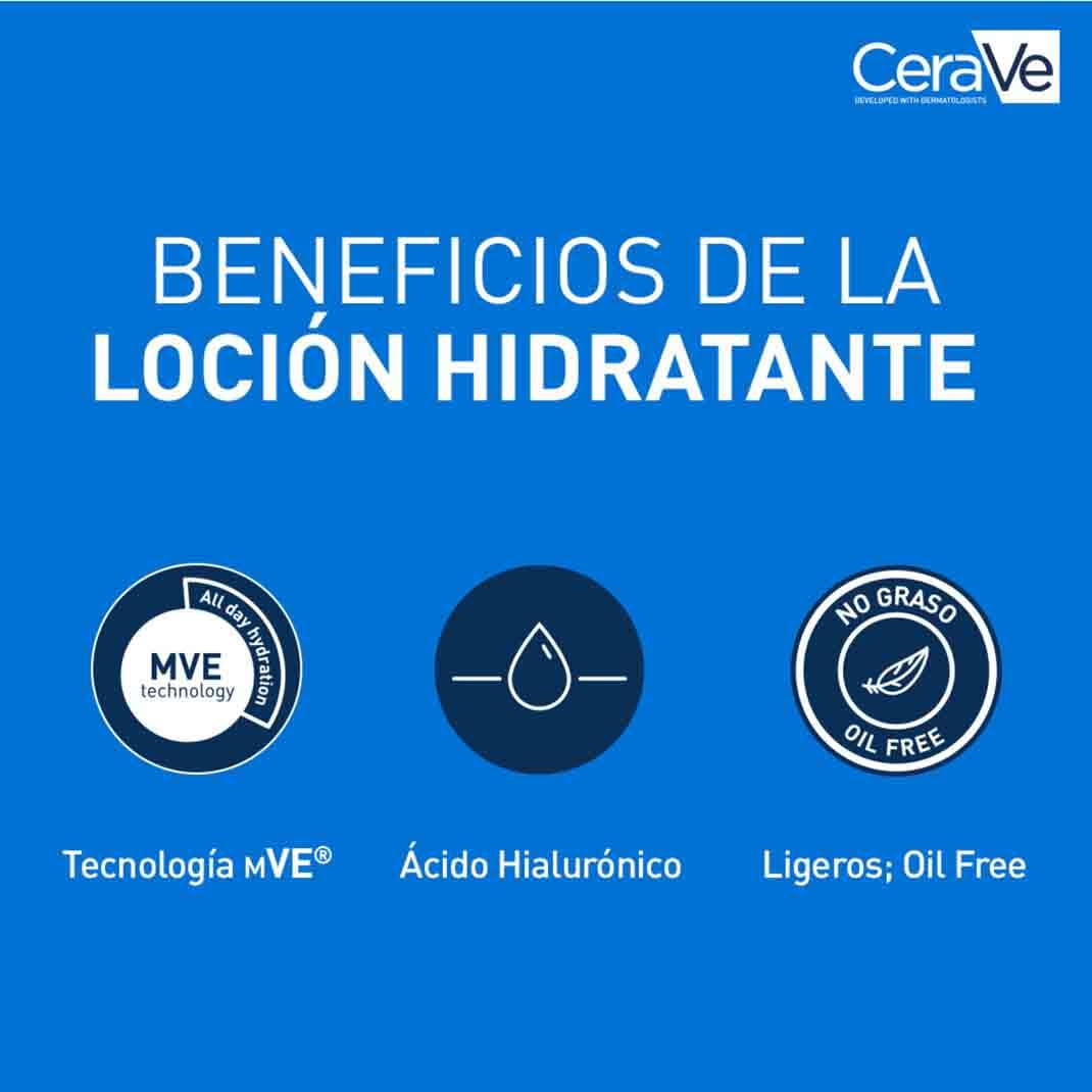 Cerave Loción Hidratante, Para Piel Seca, Hidrata Y Restaura La Barrera Protectora De La Piel, Enriquecida Con Ceramidas Esenciales Y Ácido Hialurónico, Fórmula Ligera, Apta Para Rostro Y Cuerpo,236Ml